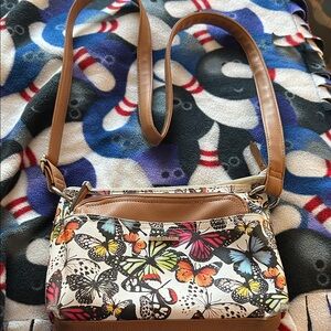 Rosetti Multicolor Butterfly Print Crossbody Bag